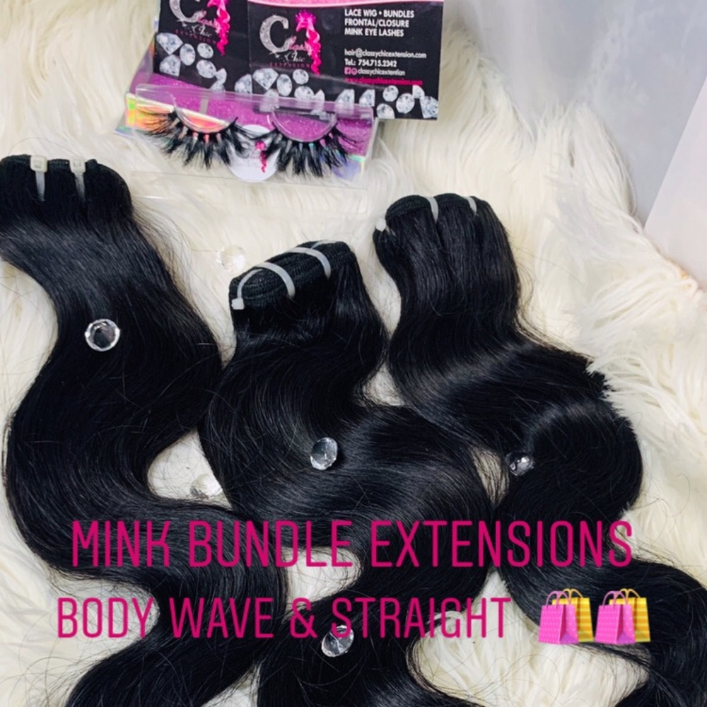 Mink bundle hair extensions 100% human hair 24”